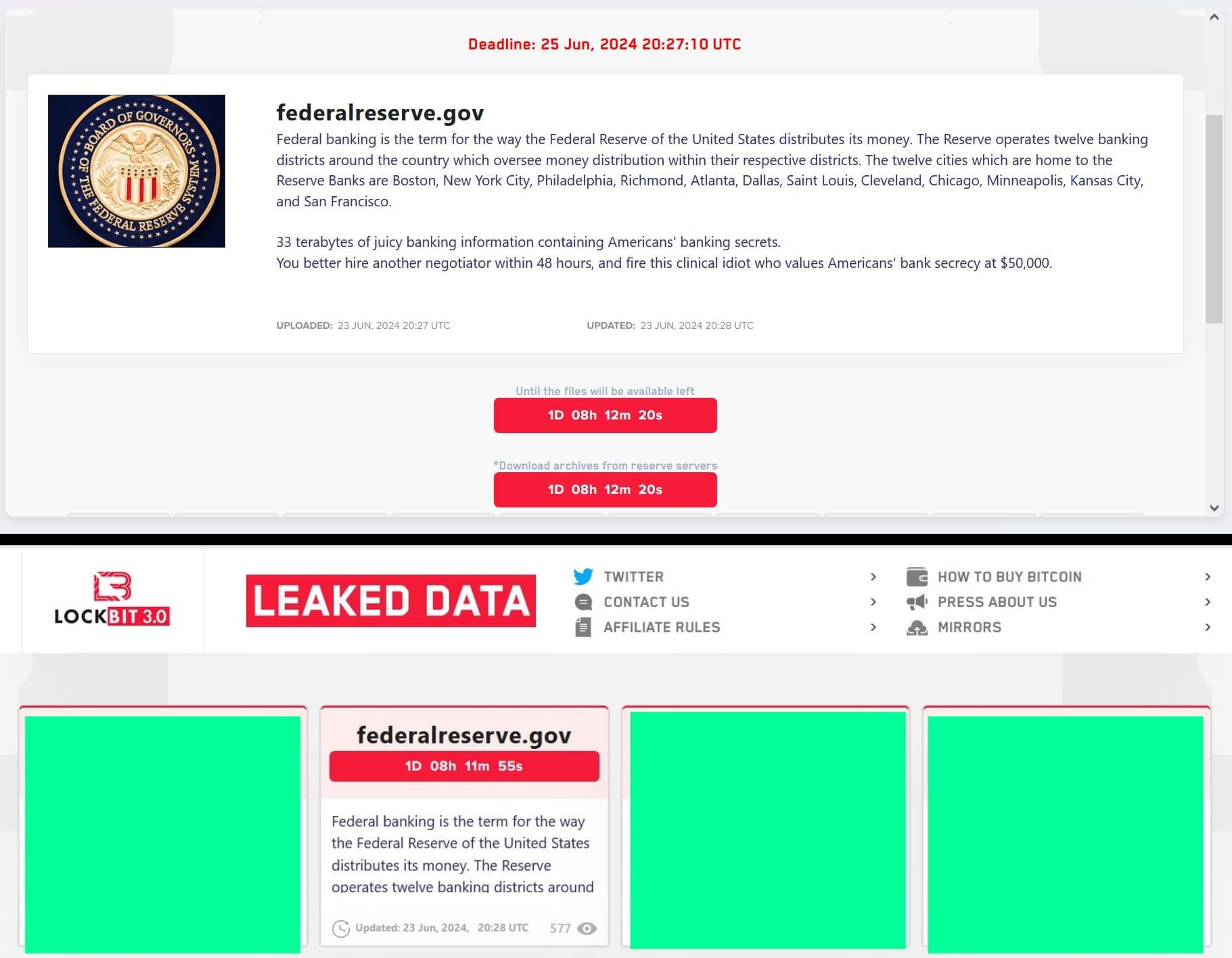 Screenshot from the LockBit ransomware gang’s dark web leak site (Credit: Hackread.com)